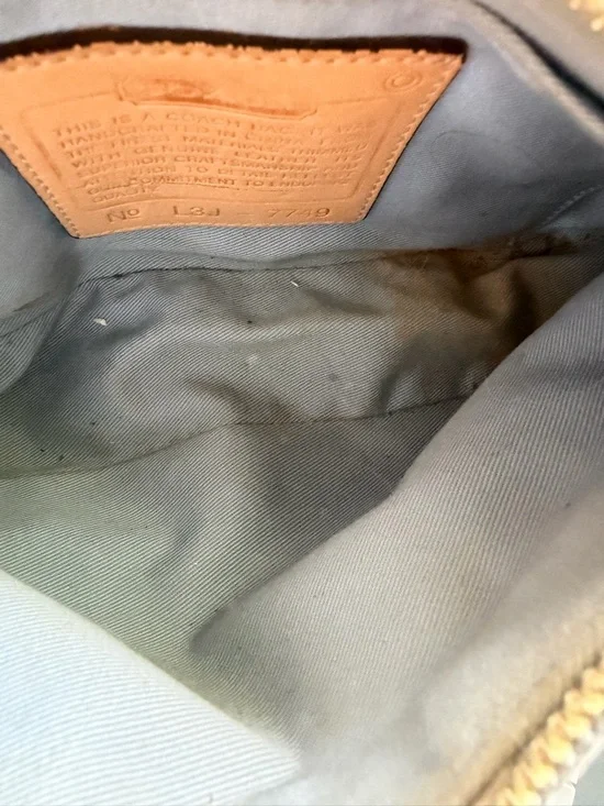 Coach Striped Canvas and Leather Wristlet in Blue, Green, Tan - Picture 6 of 7